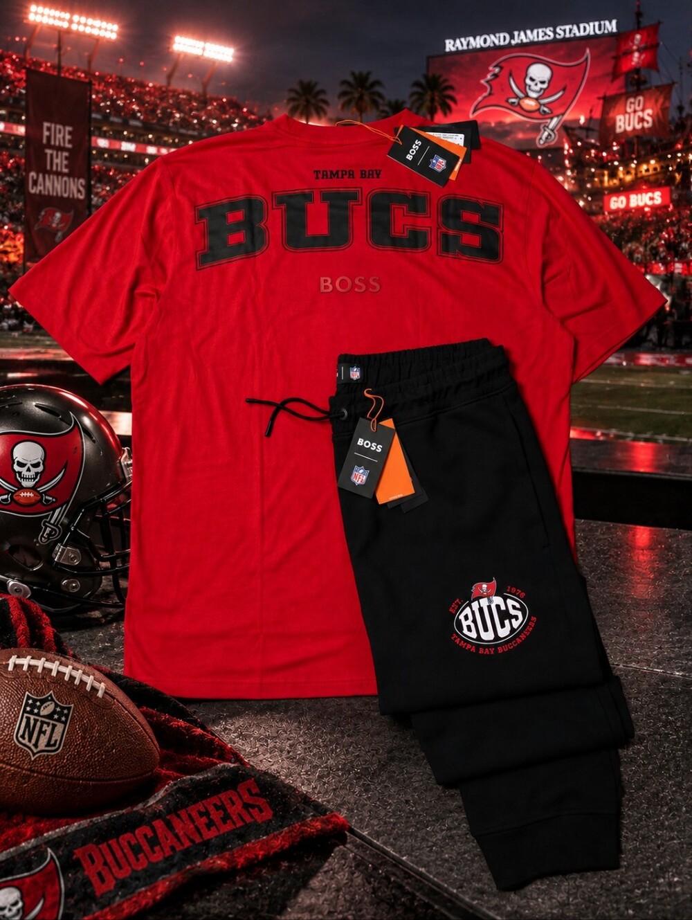 BOSS x NFL Tampa Bay Buccaneers 2pc Set Shirt & Sweatpants Jogger Pants  2XL